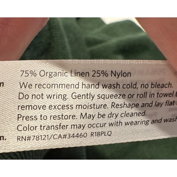 Eileen Fisher Green Linen Nylon Blend Knit Top Womens Pull Over Semi Sheer READ - Picture 7 of 11